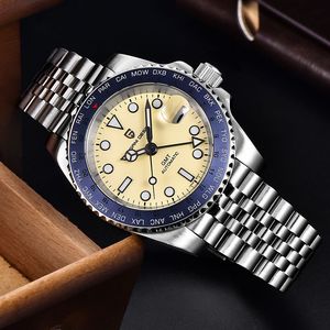Berjani GMT Men's Automatic Mechanical <b>Watch</b> Stainless Steel <b>Case</b> 12.5mm Water Resistant Multiple Time Zone Luminous Sport <b>Watch</b> - Product Image 2