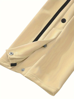 Pantalon de survêtement décontracté pour homme en polyester avec détails boutonnés, tissu tricoté couleur unie, coupe droite, taille élastique