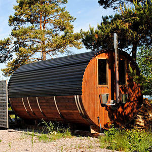 6-Person Wholesale Barrel Sauna Room Outdoor Sauna Red <strong>Cedar</strong>/Hemlock Solid <strong>Wood</strong> Sauna with Brown Glass Door - Product Image 1
