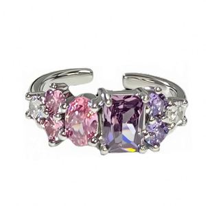 Luxury Inlaid Purple Color Zircon <b>Ring</b> for Women <b>Stacked</b> Open Sunflower Temperament Butterfly Open <b>Ring</b> Irregular Texture <b>Ring</b> - Product Image 5