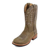 Botas Vaqueras Goodyear Welt para Hombre, Parte Superior de Cuero de Grano Entero, Suela de Goma, Altura hasta la Rodilla, para Uso en Verano/Invierno, Trabajo en el Rancho, Uso Casual