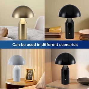 New Modern Restaurant Rechargeable Cordless <b>Touch</b> Luxury Mushroom Night Light Iron Table LED <b>Lamps</b> Dimmable Warm IP54 Waterproof - Product Image 2