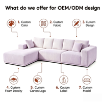 Canapé modulaire en forme de L convertible 3 places avec assise profonde en mousse à mémoire de forme compressée, livré en boîte