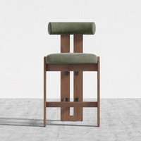 Chaises de bar modernes en bois rembourrées en tissu Tabouret de comptoir pour restaurant Café