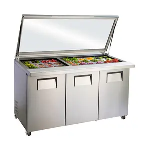 Hochwertige gekühlte Prep Counter Kühlschrank Salat bar Behälter Obsts alat Display