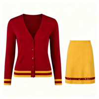 Ensemble deux pièces en maille à rayures, col en V, cardigan et jupe à sequins, grande taille pour femmes, tenue assortie pour dames, vente chaude