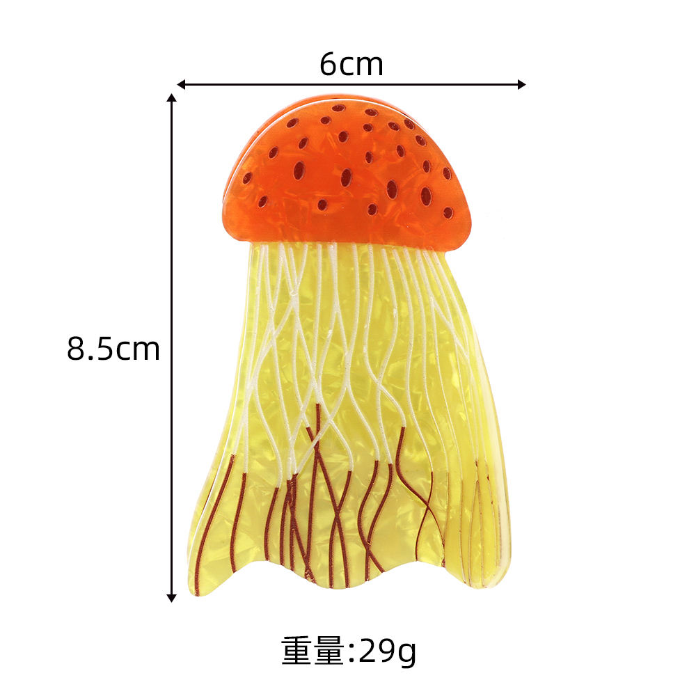 New Model Cute Jellyfish Acrylic Hairpin for Girls' Marine Animal Christmas Hair Accessories in Carton Packaging