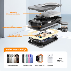 OEM 3-В-1 складной 5000 мАч Беспроводное зарядное устройство светодиодный Ночной свет IP-часы держатель для наушников Портативный Съемный магнит Power Bank - Product Image 5