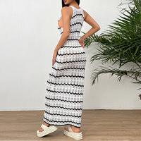 TW 2025 Nouveau design de robe de plage sexy rayée creuse sans manches, couverture, jupe aux hanches, maillot de bain pour femmes, protection solaire