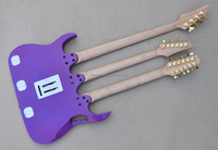 Flyoung Harga Terjangkau Gitar Elektrik Ungu 3 Leher 4+6+6 Senar Hardware Emas