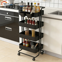 Étagère de rangement mobile XL en acier au carbone à 2/3/4 niveaux, design moderne et écologique pour l'organisation des articles divers du salon