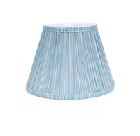 Lampe de table électrique à LED avec abat-jour en tissu plissé rayé bleu, design contemporain pour salon, chambre à coucher, AC 220V