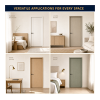 Porte battante intérieure moderne minimaliste en grain de bois avec bande de placage verticale, panneau en aluminium cristal de carbone, insonorisation optionnelle pour chambre à coucher