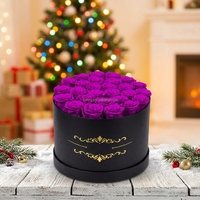 Vente en gros de boîte tactile authentique de 27 roses séchées conservées de luxe éternelle faite à la main fleurs éternelles immortelles pour la Saint-Valentin