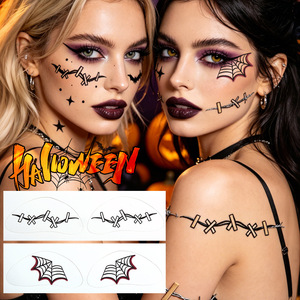 Pegatinas Faciales de Telaraña Gótica para Halloween, Tatuajes Temporales de Dibujos Animados Resistentes al Agua para Niños, Disfraces para Fiestas de Halloween - Product Image 1