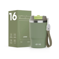 Bouteille d'eau isotherme élégante de 16 oz - Bouchon anti-fuite, technologie de verrouillage rapide, non toxique pour les trajets quotidiens et les activités de plein air