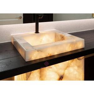 أثاث حمام فاخر عالي الجودة من الحجر الطبيعي ، أثاث رخامي للحمام ، حوض شفاف - Product Image 2