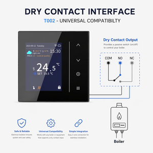 <span class=keywords><strong>Thermostat</strong></span> intelligent WiFi HYSEN T002 avec écran couleur TFT 2,8 pouces, contact sec <span class=keywords><strong>pour</strong></span> chaudière à <span class=keywords><strong>gaz</strong></span> et chauffage de l'eau, programmable via l'application Tuya - Product Image 4