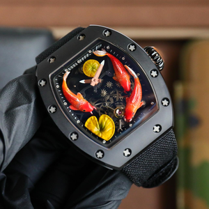<span class=keywords><strong>Relojes</strong></span> de Lujo para <span class=keywords><strong>Hombre</strong></span>, Estilo RMS10, Reloj Mecánico Manual con Tourbillon y Pez Koi 3D, Color Oro Rosa, Grabado Artístico, Reloj Deportivo de Pulsera - Product Image 2