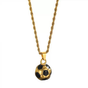 Dainty 14k 18k PVD Gold Plated 316L Stainless Steel Men's <b>Football</b> Charm <b>Necklace</b> Fine Jewelry <b>Necklace</b> Sports for Men - Product Image 6