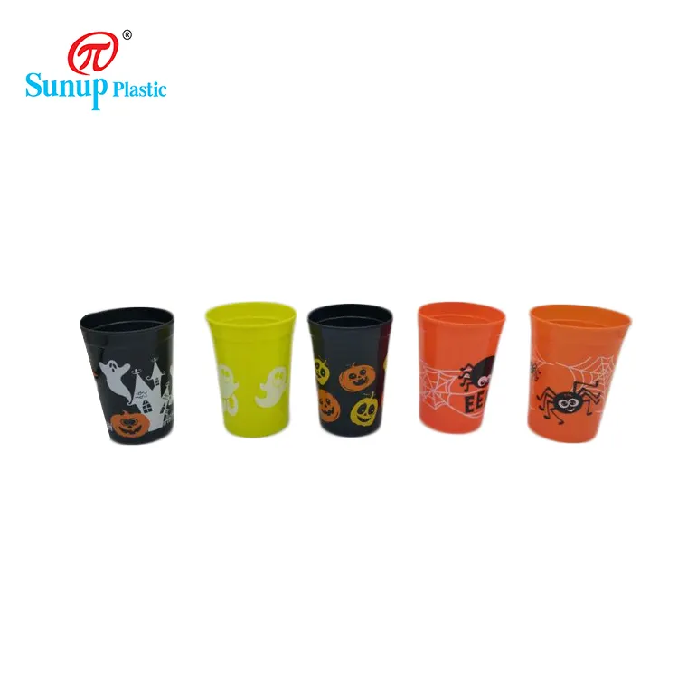 Drinking Water Cup Wholesale Eco-friendly Custom Plastic Reusable Plastic PS Cups & Saucers Thick Plastic Juice Cup Dia8.3*11.5