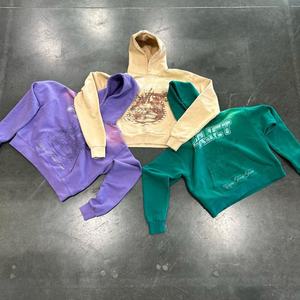 Fabricant de sweats à capuche personnalisés 500 Gsm, épais, lourd, délavé, court, vintage, sérigraphie, lavage à l'acide, doublé, écologique - Product Image 1