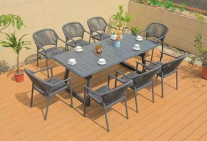 Nuovo arrivo corda in alluminio <span class=keywords><strong>cafe</strong></span> ristorante hotel giardino tavoli da pranzo con sedia set per esterni mobili da giardino - Product Image 2