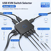 Conmutador KVM HDMI de 2 Puertos, Selector USB 3.0, 4K 60Hz, 2 Entradas y 4 Salidas, Caja de Compartición de PC, Chip GL3510+ASW3410, Compatible con Teclado y Ratón