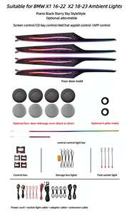 シンフォニーカーアンビエントライトインテリア雰囲気装飾トリムピアノブラックパネルBMW X1 F48 16-22/ X2 F39 18-23に適しています - Product Image 2