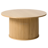 Table basse ronde en bois moderne avec étagère inférieure, design minimaliste, meubles de salon faits à la main