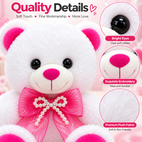 Ours en peluche doux personnalisé en gros avec nœud rose, animal en peluche pour la Saint-Valentin, cadeau de boutique