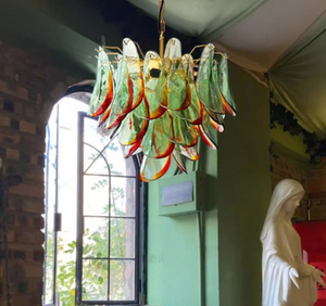 Lustre <span class=keywords><strong>vintage</strong></span> pour la maison, luminaire décoratif artistique, <span class=keywords><strong>lampe</strong></span> suspendue en verre vert et <span class=keywords><strong>rouge</strong></span> en forme de pétale pour plafond, suspension pour table à manger, villa - Product Image 5