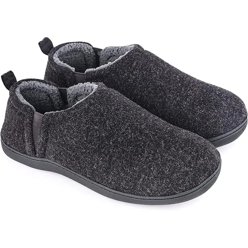 Bestseller Cosy Knitted Fabric Winters chuhe für Herren, Sherpa House Slippers mit doppelseitigen elastischen Gores