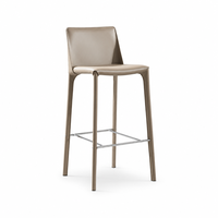 Tabouret de bar moderne, tabouret de comptoir, chaise de bar rembourrée en cuir PU avec repose-pieds en métal, structure en acier carbone pour îlot de cuisine