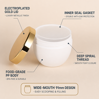 Pot en plastique coloré de 250 ml (8 oz) en PP pour gommage corporel, beurre capillaire, crème pour le visage, avec couvercle électroplaqué pour cosmétiques
