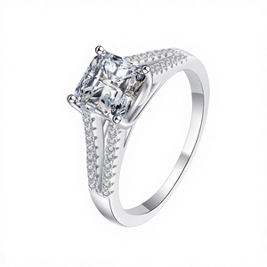 Anillo de Aniversario de Bodas para Mujer, Personalizado, Chapado en Oro, Plata de Ley 925, 6mm, VVS, Color D, Corte Princesa, Moissanita, Elegante Regalo - Product Image 3