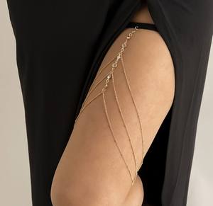 ベストセラーボヘミアンスタイル太ももチェーンジュエリーCzストーン付き18kゴールドステンレス鋼かわいい弾性バンド脚女性ボディチェーン - Product Image 5