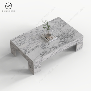 Table basse moderne en marbre, design minimaliste, meubles de salon, dessus en pierre décoratif, style d'intérieur - Product Image 6