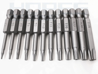 12pcs Set Mata Obeng Torx Termasuk T5 T6 T7 T8 T9 T10 T15 T20 T25 T27 T30 T40 Panjang 50mm