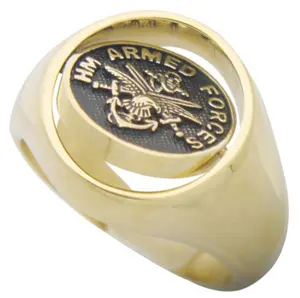 Custom solid 10K gold enamel masonic swivel signet ring