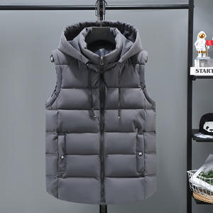 Chaqueta de plumón chaleco personalizado invierno excelente sin mangas térmico abajo abrigo tejido poliéster hombres Puffer extraíble Sudadera con capucha cálida de talla grande - Product Image 2