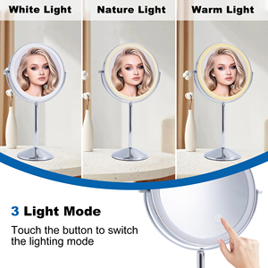 Bán Buôn Dual-Hai Mặt 3-Màu Chế Độ 1X/10x Độ Phóng đại Make up Gương Với LED Ánh Sáng Cá Nhân Máy Tính Để Bàn Gương Mỹ Phẩm - Product Image 4