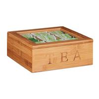 Boîte de rangement en bois de bambou naturel de style chaud bac de rangement à thé et à compartiment avec emballage élégant