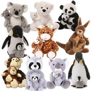 Animales de peluche de 12 pulgadas, pingüino, mono, dibujos animados, mamá y bebé, Koala, perezoso, juguete
