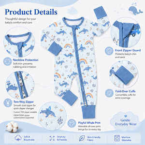 Combinaison pour bébé en bambou et élasthanne ultra-douce, respirante, pour nourrissons, vêtements de bébé de qualité supérieure pour dormir - Product Image 2