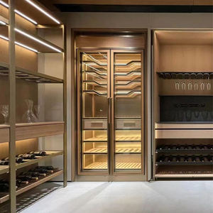 Armoire Réfrigérée à Vin en Acier Inoxydable Personnalisable avec Thermostat Réglable et Porte Vitrée Moderne pour Salon F-108 - Product Image 1