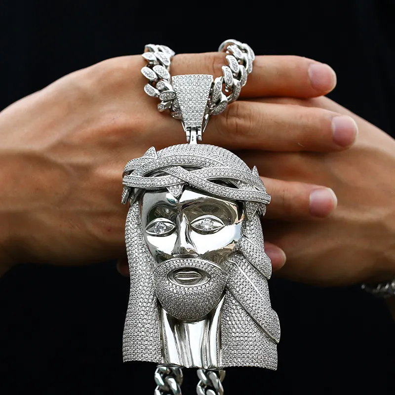 Высшее качество сверкающие украшения в стиле хип-хоп большого размера позолоченное ожерелье 18 карат кулон с Иисусом
