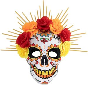 Masque de squelette en sucre Rose du Jour des Morts mexicain pour Halloween, fête costumée, unisexe, crâne en sucre - Product Image 2