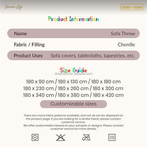 Plaid de canapé de luxe en chenille DL, résistant aux animaux, doux comme du velours, housse décorative pour canapé, taille personnalisée, logo géométrique - Product Image 5