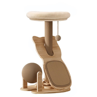 Arbre à chat compact en bois, multifonctionnel, luxueux, classique, moderne, écologique, avec poteau à gratter et boule rotative